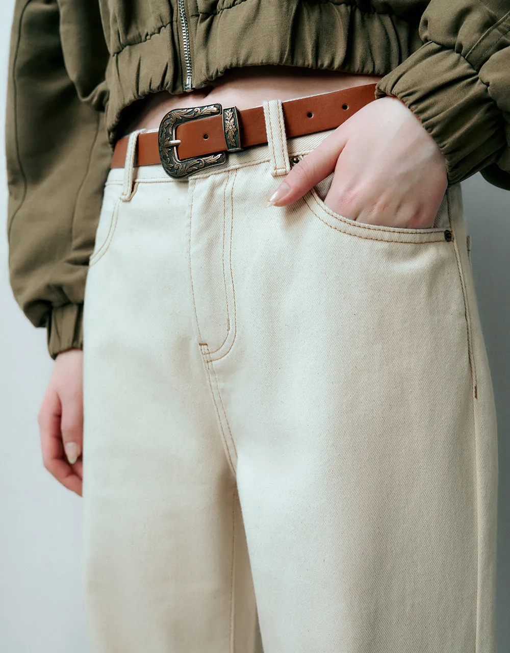 Straight Jeans With Belt sold by Urban Revivo product image thumbnail 5