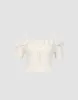 Off-Shoulder Skinny Knitted T-Shirt sold by Urban Revivo