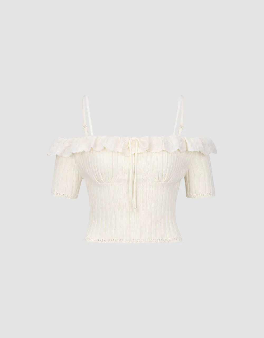 Off-Shoulder Skinny Knitted T-Shirt sold by Urban Revivo product image thumbnail 2