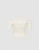 Off-Shoulder Skinny Knitted T-Shirt sold by Urban Revivo