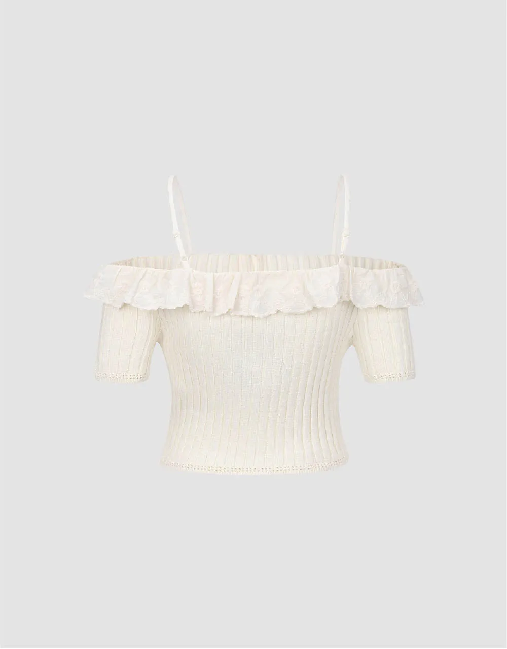 Off-Shoulder Skinny Knitted T-Shirt sold by Urban Revivo product image thumbnail 5