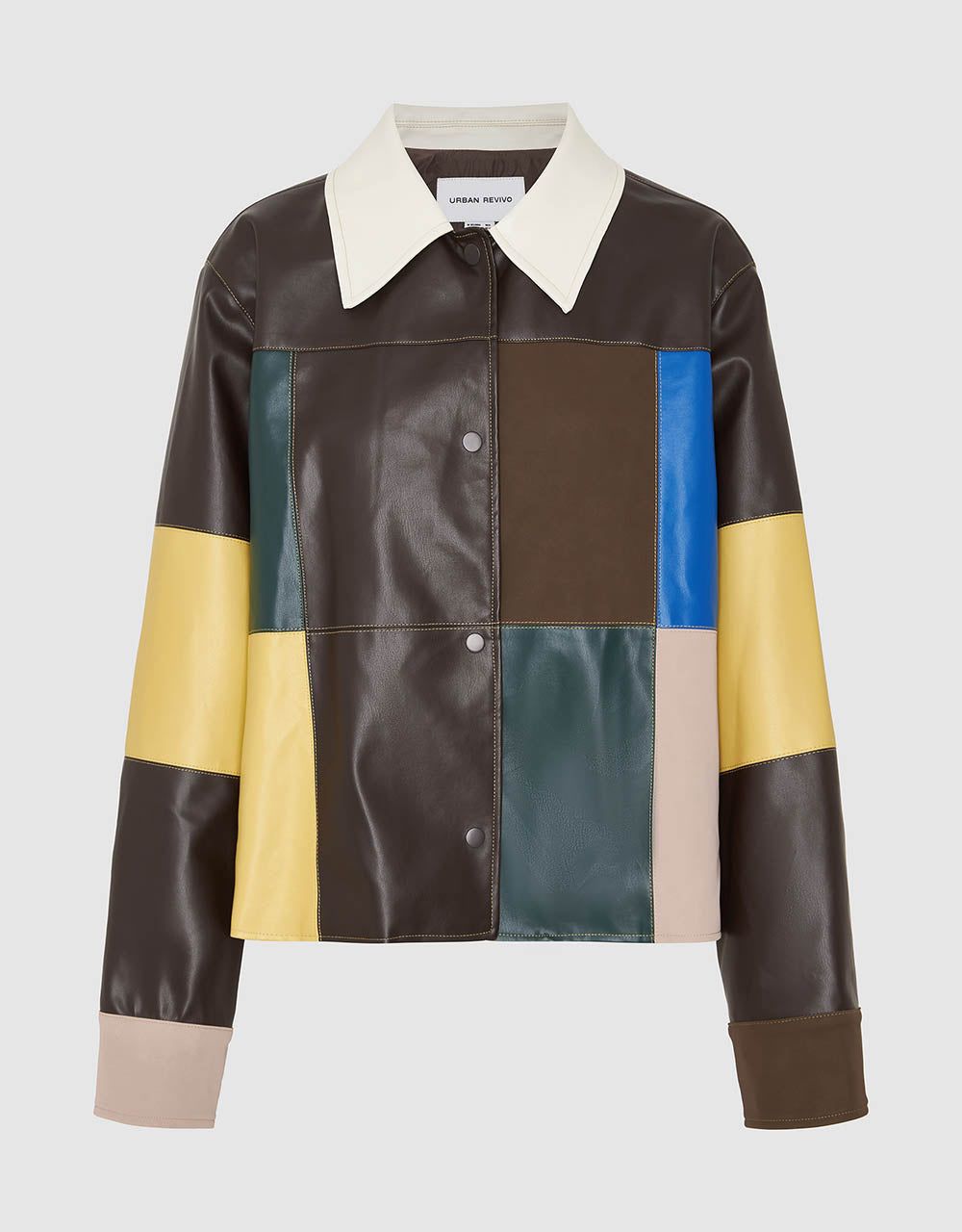 Colorblocks Vegan Leather Straight Jacket sold by Urban Revivo product image thumbnail 5