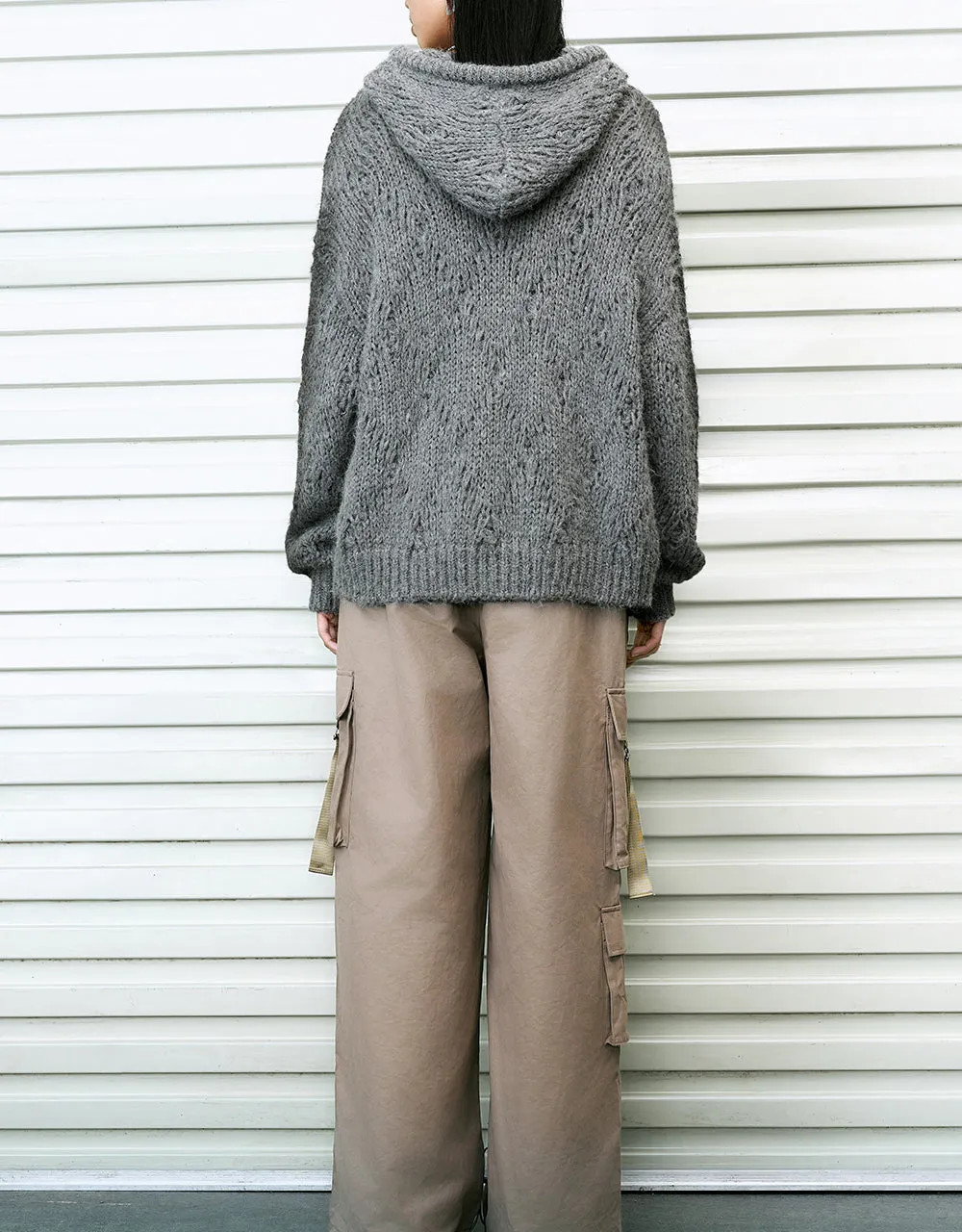 Drop Shoulder Sleeve Hooded Knitted T-Shirt sold by Urban Revivo product image thumbnail 4