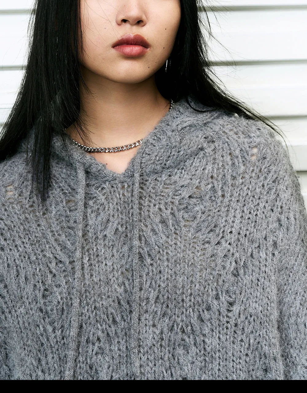 Drop Shoulder Sleeve Hooded Knitted T-Shirt sold by Urban Revivo product image thumbnail 5