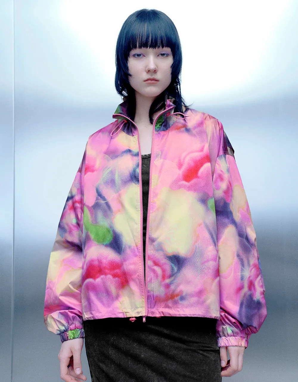 Stand Collar Printed Straight Jacket sold by Urban Revivo