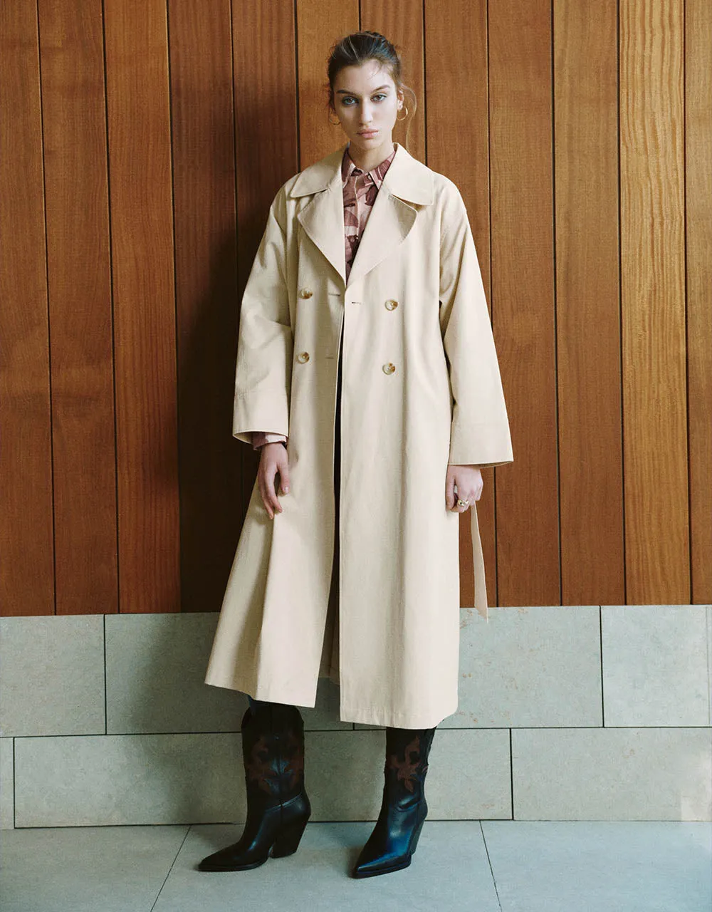 Longline Straight Trench Coat sold by Urban Revivo