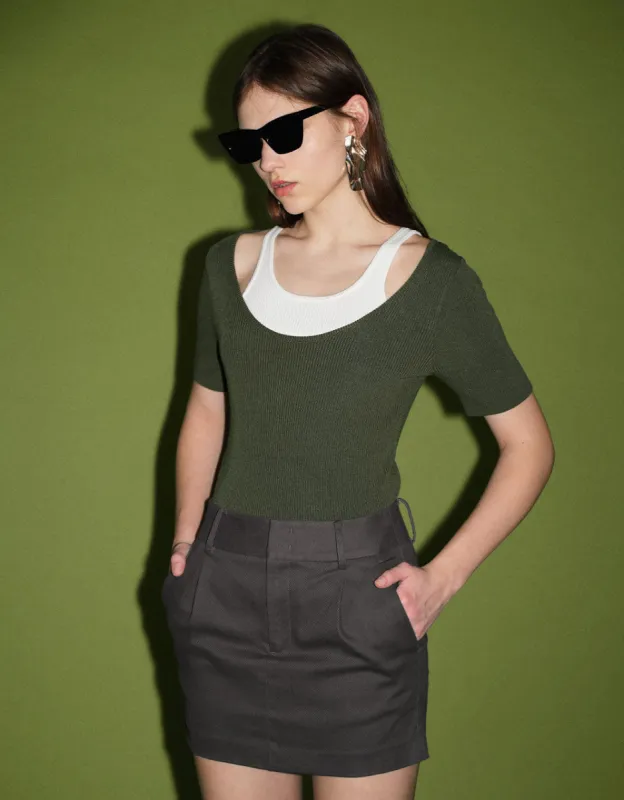 2 In 1 Skinny Knitted T-Shirt sold by Urban Revivo