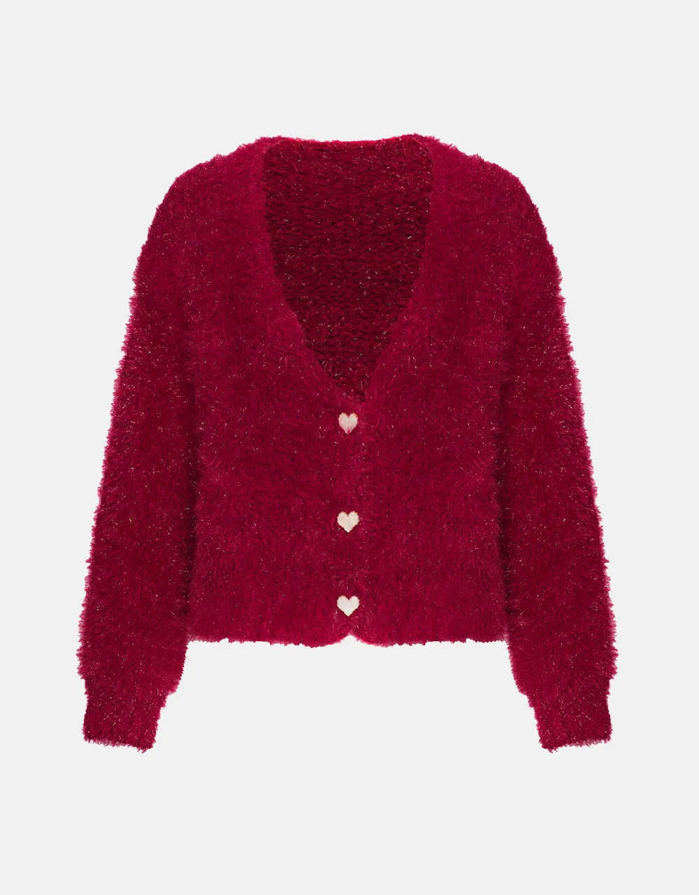 Heart Button Fluffy Cardigan sold by Urban Revivo