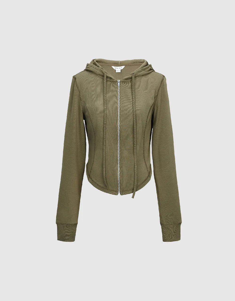 Zipper Front Hooded Skinny Knitted Jacket sold by Urban Revivo