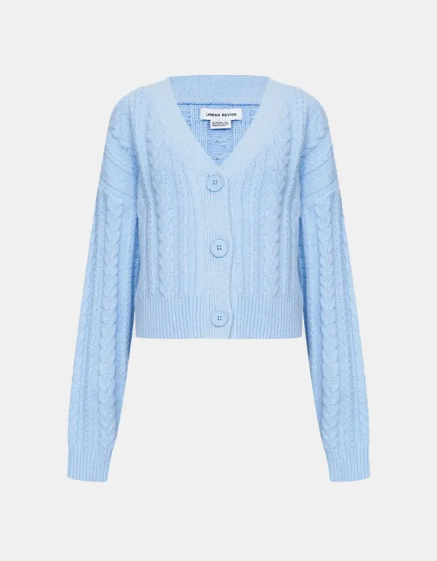 Cable Knit Button Up Cardigan sold by Urban Revivo