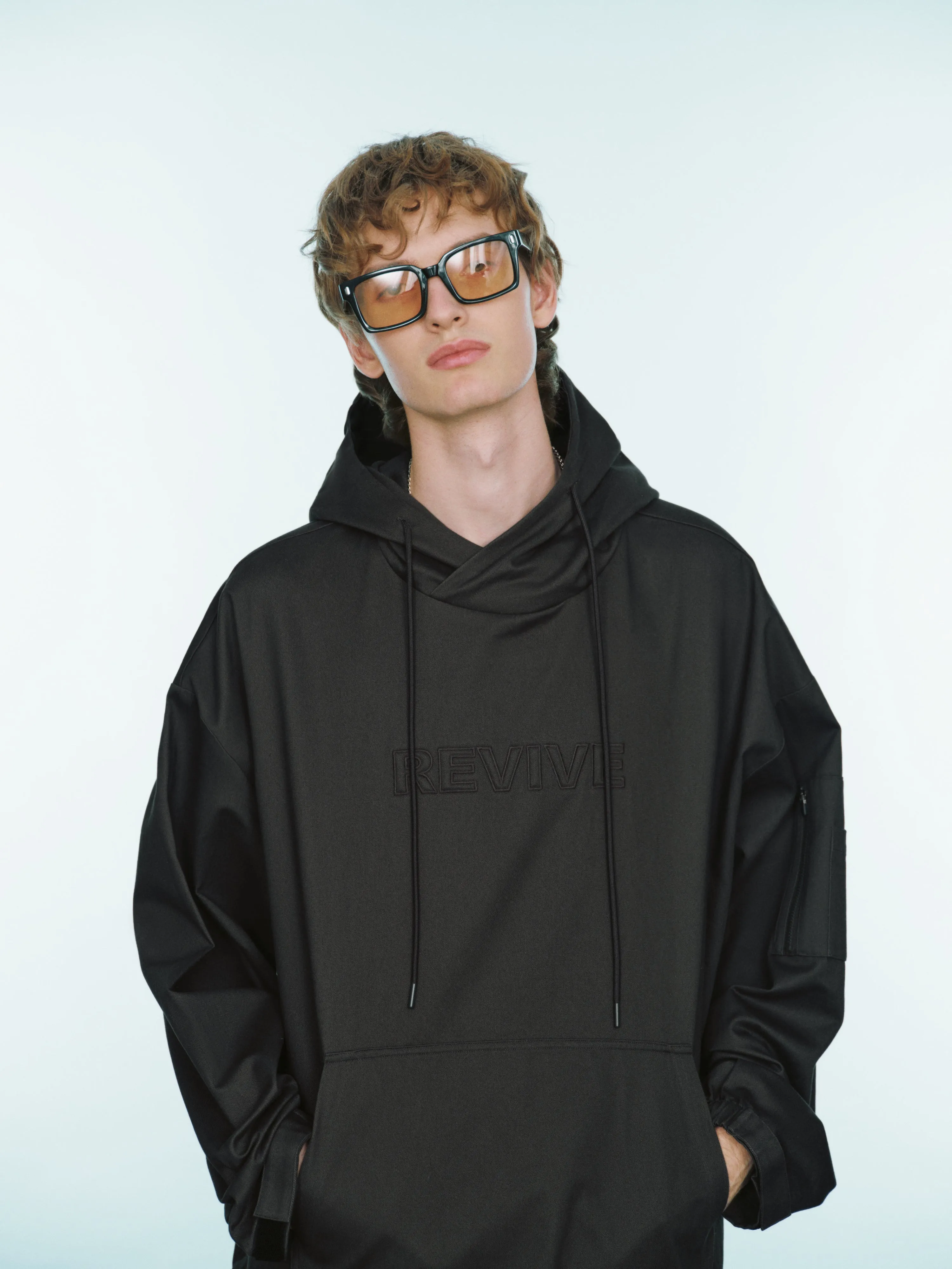 Letter Embossed Oversized Hooded Overhead Shirt sold by Urban Revivo product image thumbnail 3