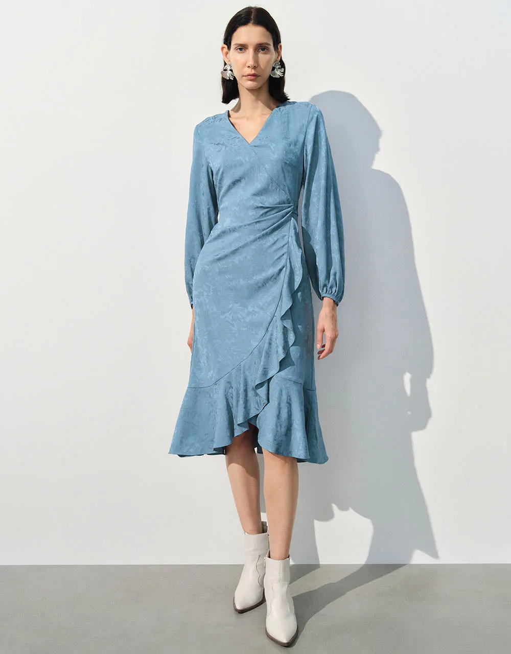 Surplice Front Midi A-Line Dress sold by Urban Revivo