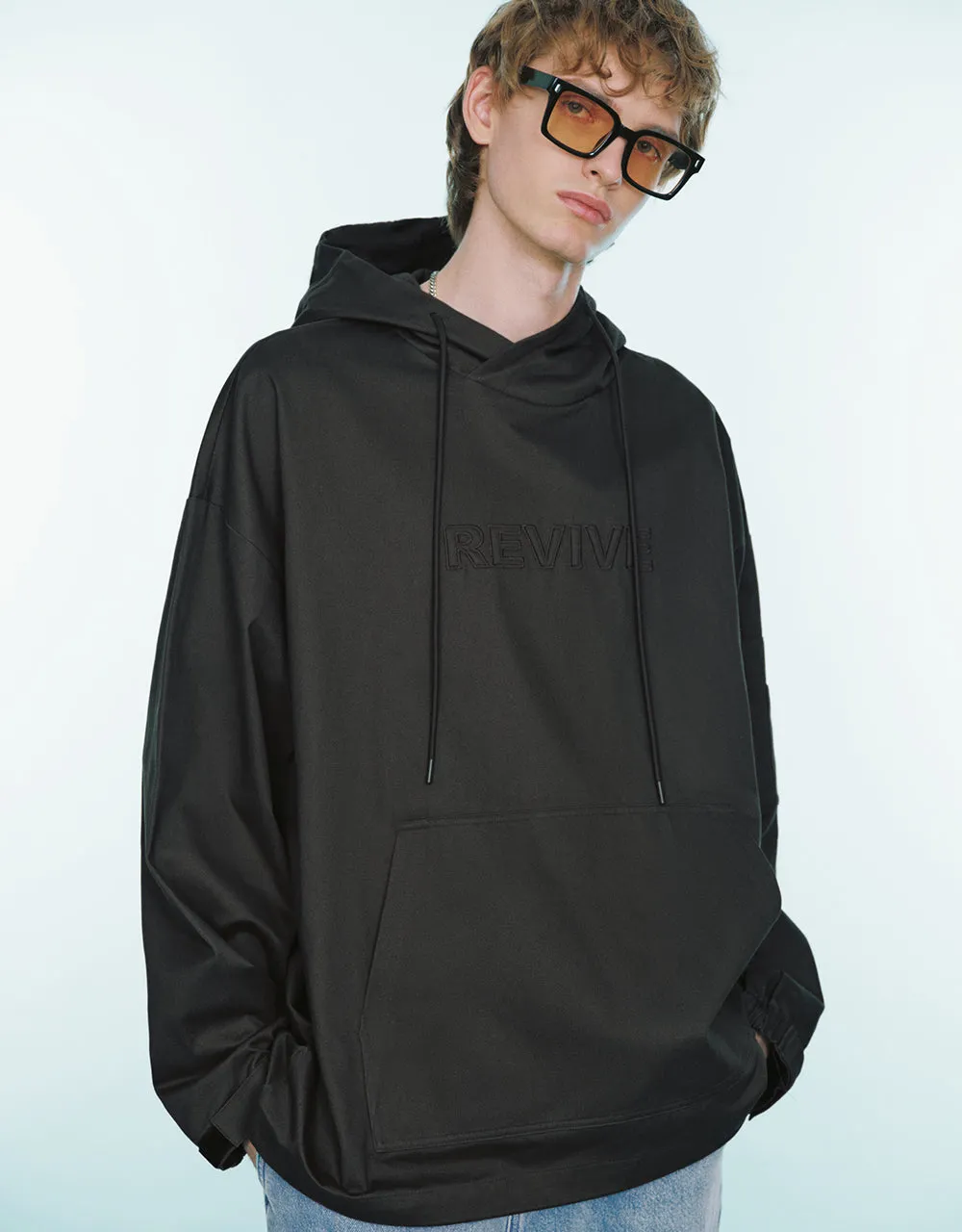 Letter Embossed Oversized Hooded Overhead Shirt sold by Urban Revivo