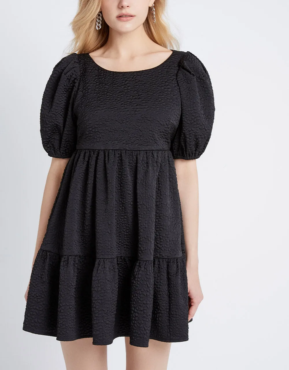 Plain Puff Sleeve Ruffle Hem Dress sold by Urban Revivo product image thumbnail 3