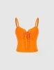 Lace Up Front Knitted Tank Top sold by Urban Revivo