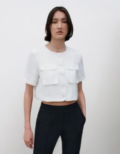 Short Sleeve Tweed Jacket sold by Urban Revivo