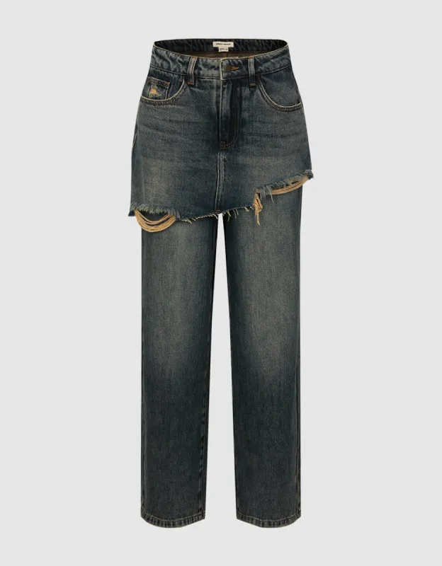 Ripped Straight Jeans sold by Urban Revivo