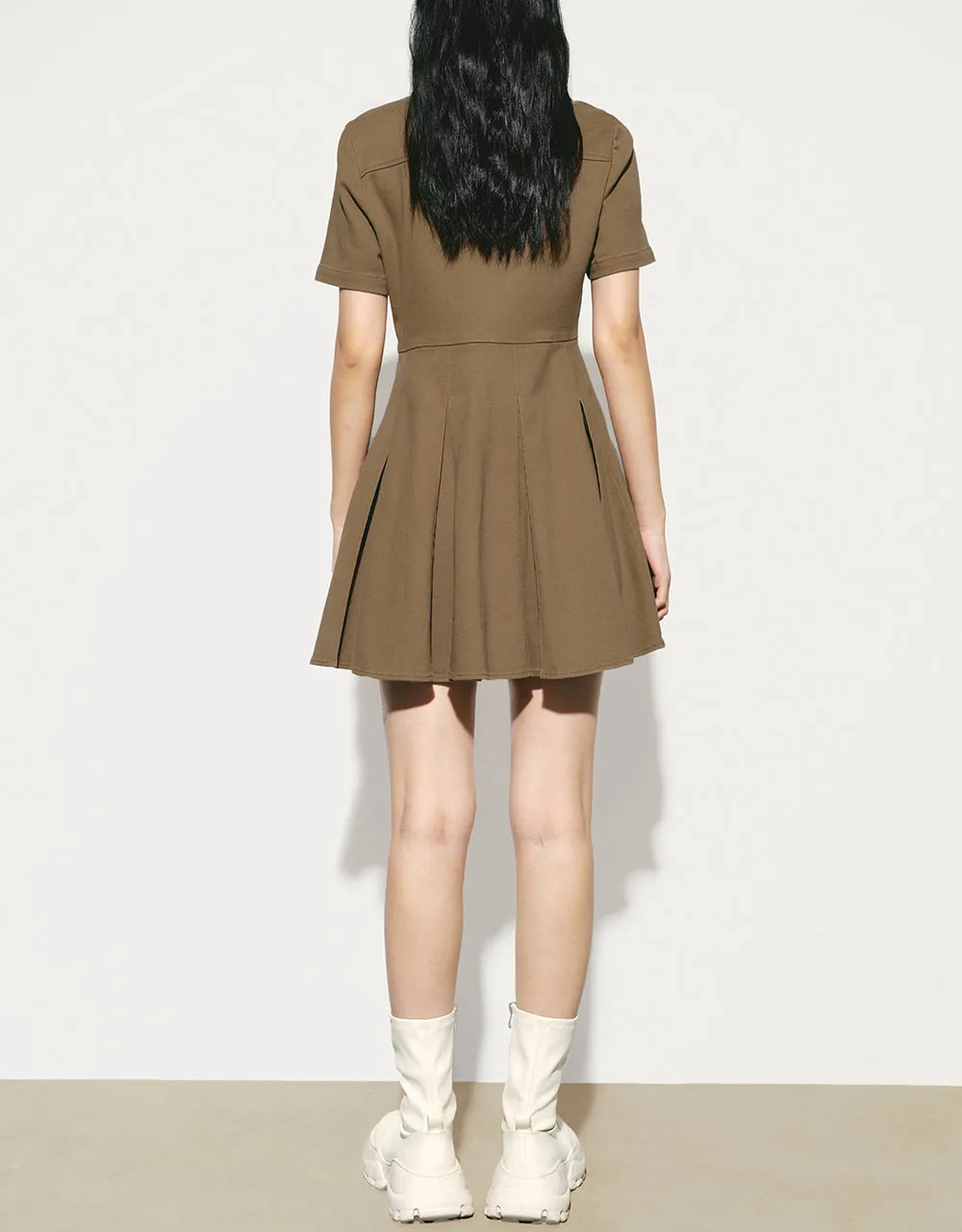 V-Neck Pleated A-Line Dress sold by Urban Revivo product image thumbnail 4