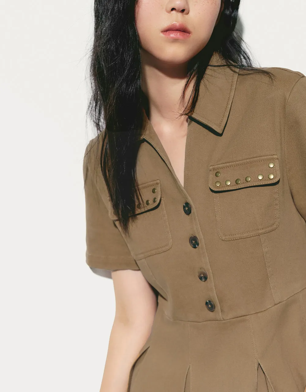 V-Neck Pleated A-Line Dress sold by Urban Revivo product image thumbnail 5