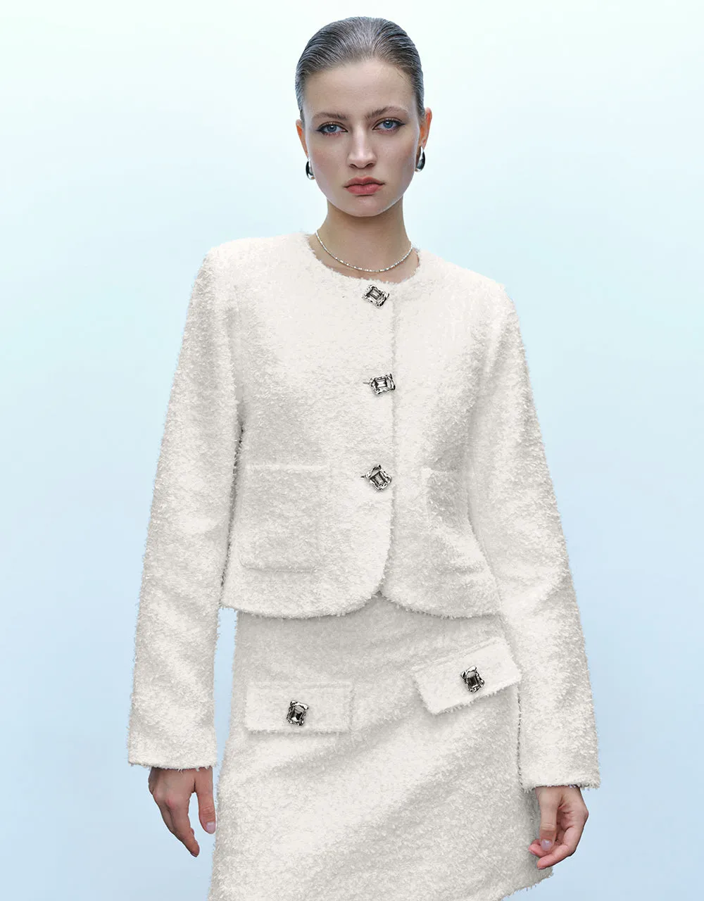 Rhingstone Buttons Tweed Jacket sold by Urban Revivo