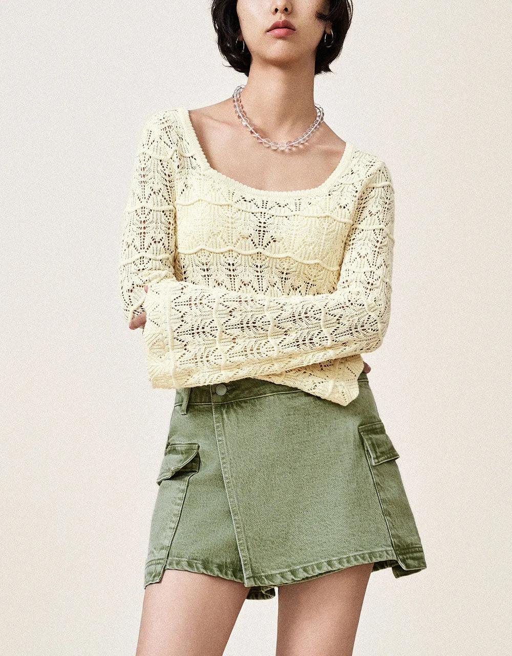 U Neck Knitted T-Shirt sold by Urban Revivo product image thumbnail 2