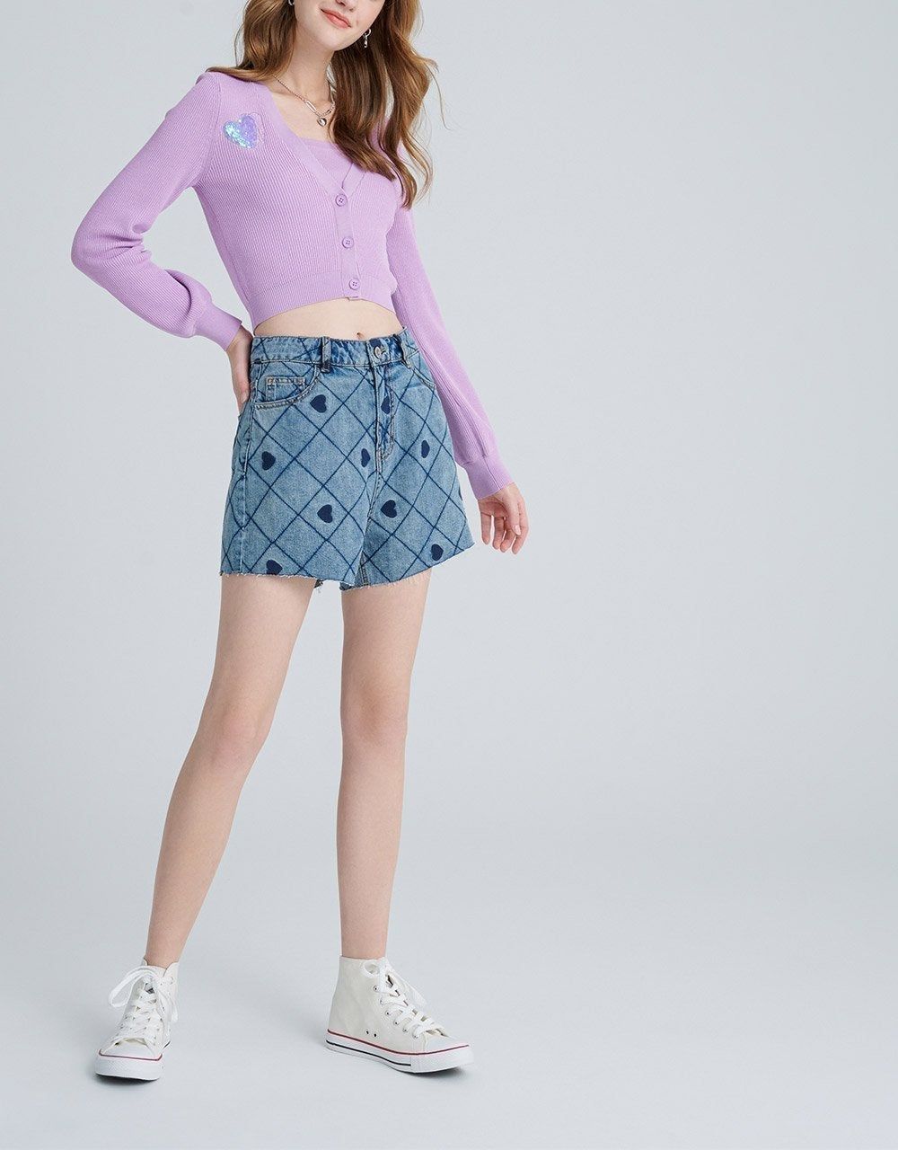 Heart Embroidery Ribbed Knit Cardigan sold by Urban Revivo product image thumbnail 4