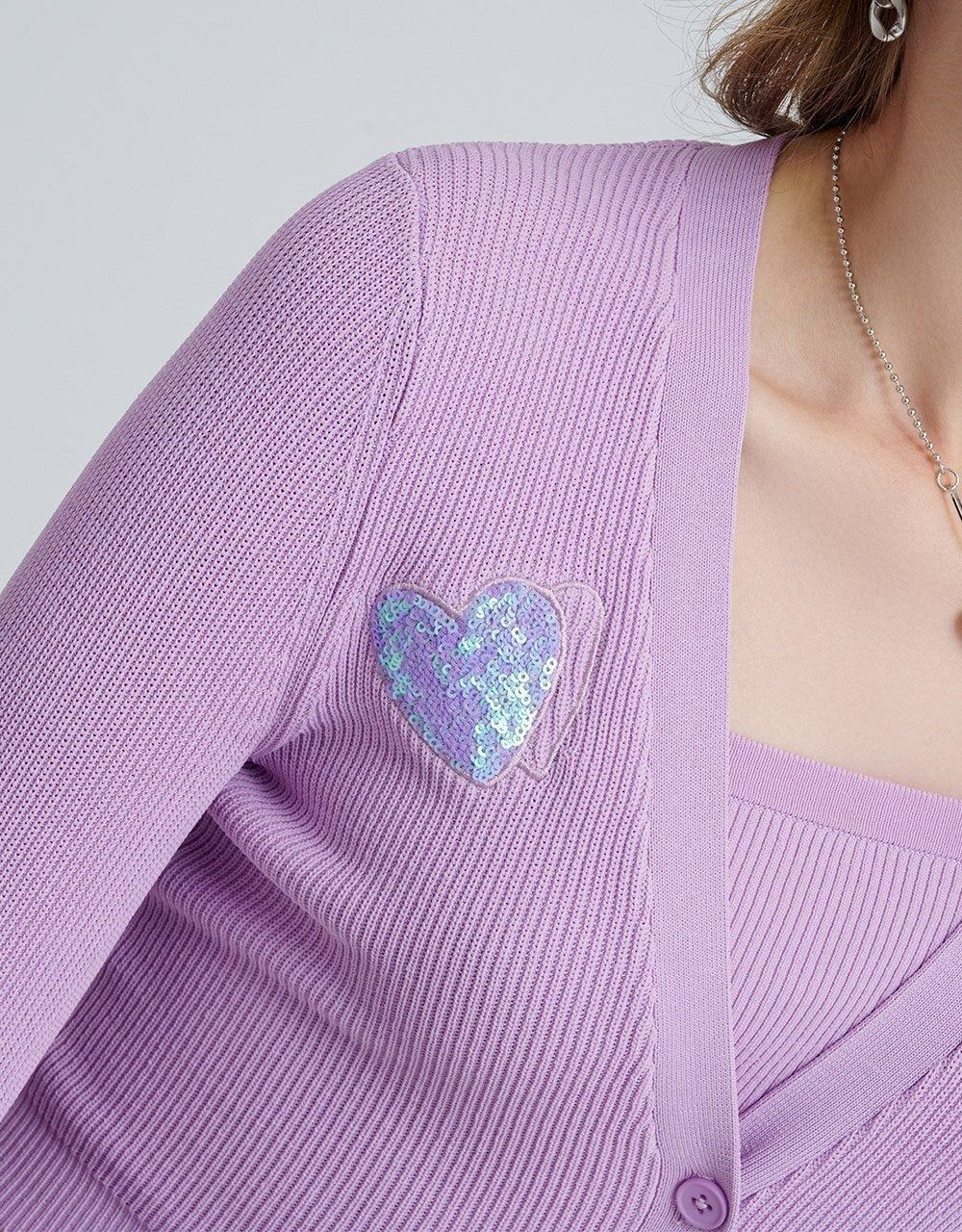 Heart Embroidery Ribbed Knit Cardigan sold by Urban Revivo product image thumbnail 5