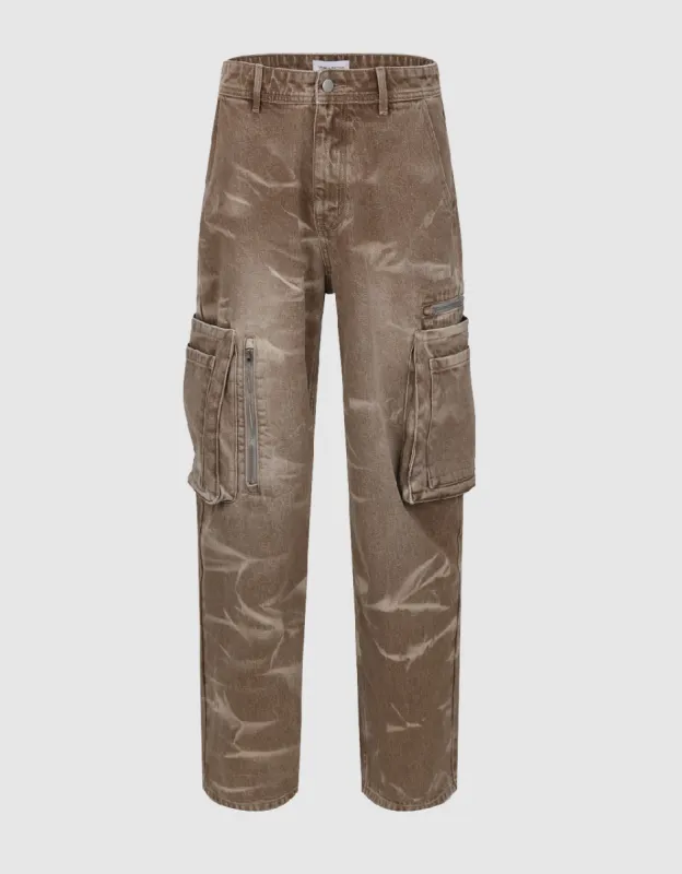 Multi-Pocket Straight Jeans sold by Urban Revivo