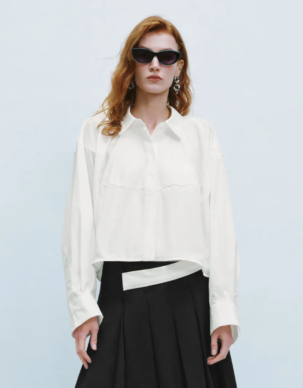 Cropped Straight Shirt sold by Urban Revivo