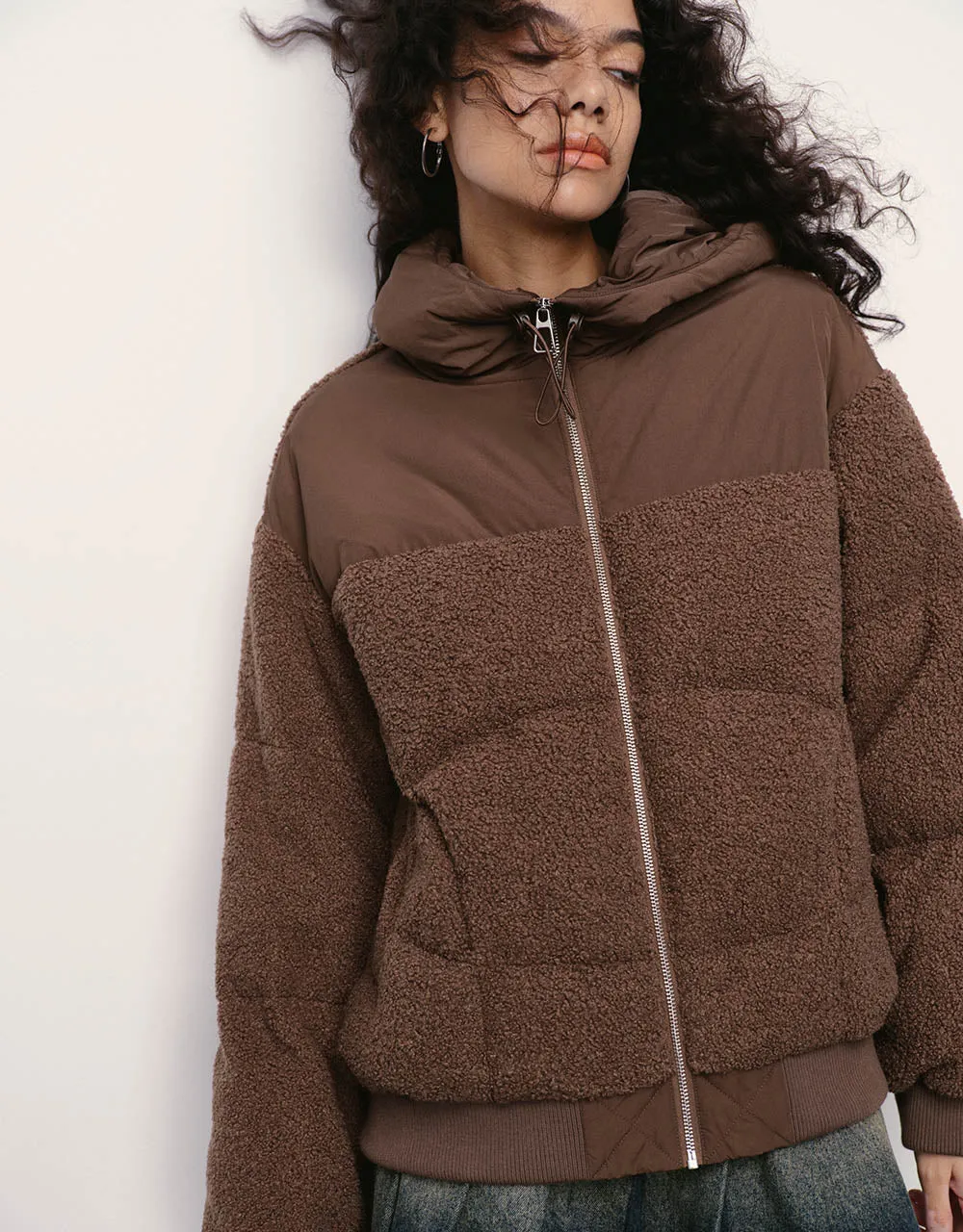 Zipper Front Hooded Down Jacket sold by Urban Revivo product image thumbnail 5