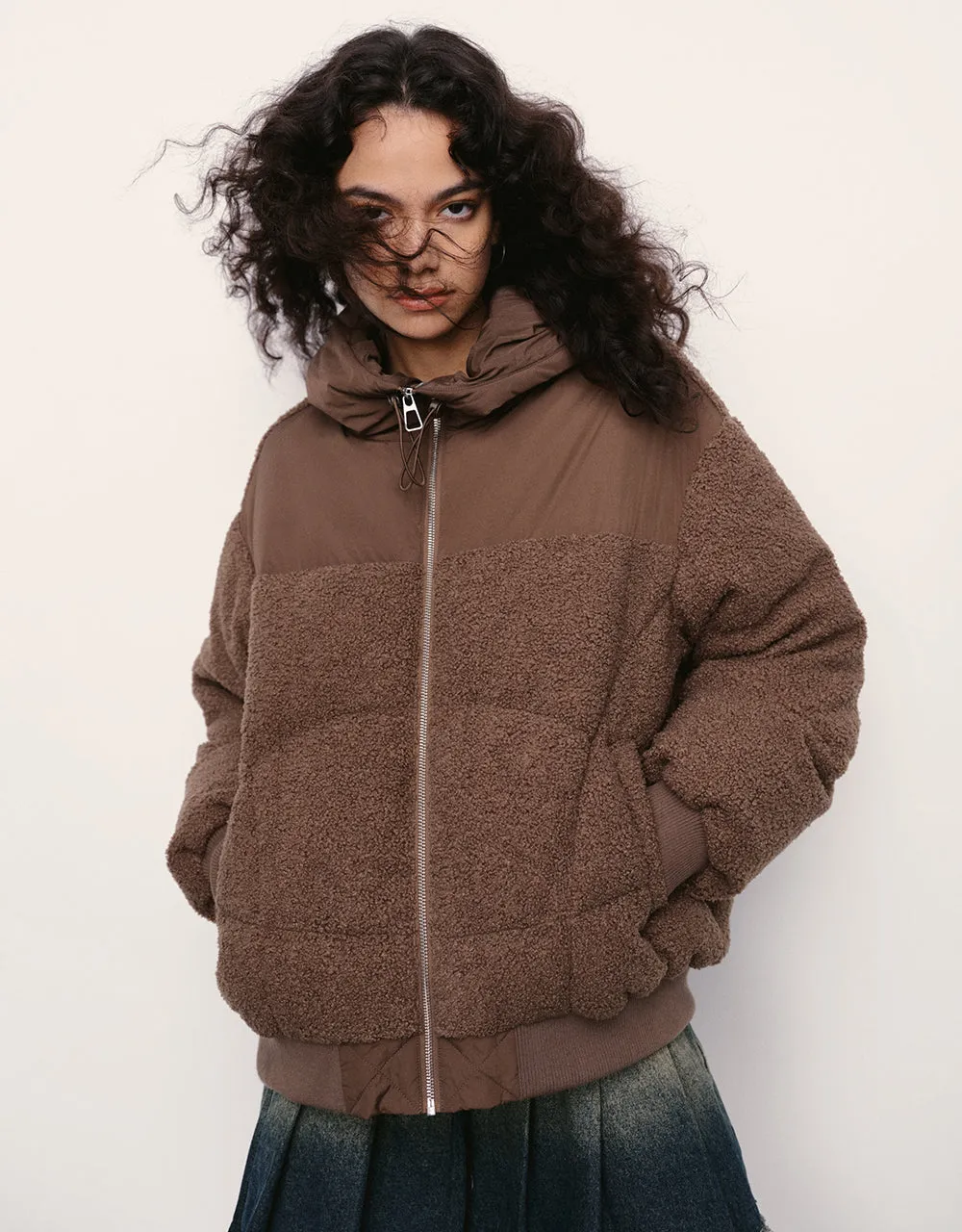 Zipper Front Hooded Down Jacket sold by Urban Revivo