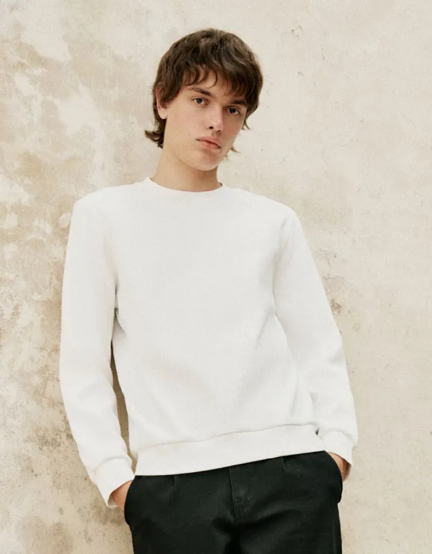 Textured Crew Neck Sweatshirt sold by Urban Revivo