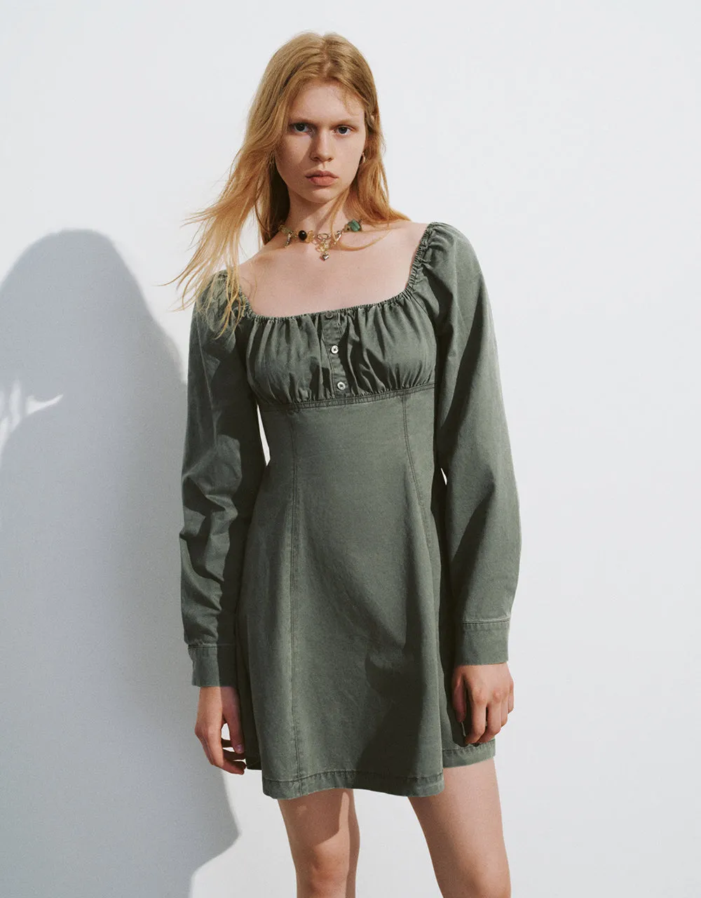 Square-cut Collar Skater Dress sold by Urban Revivo