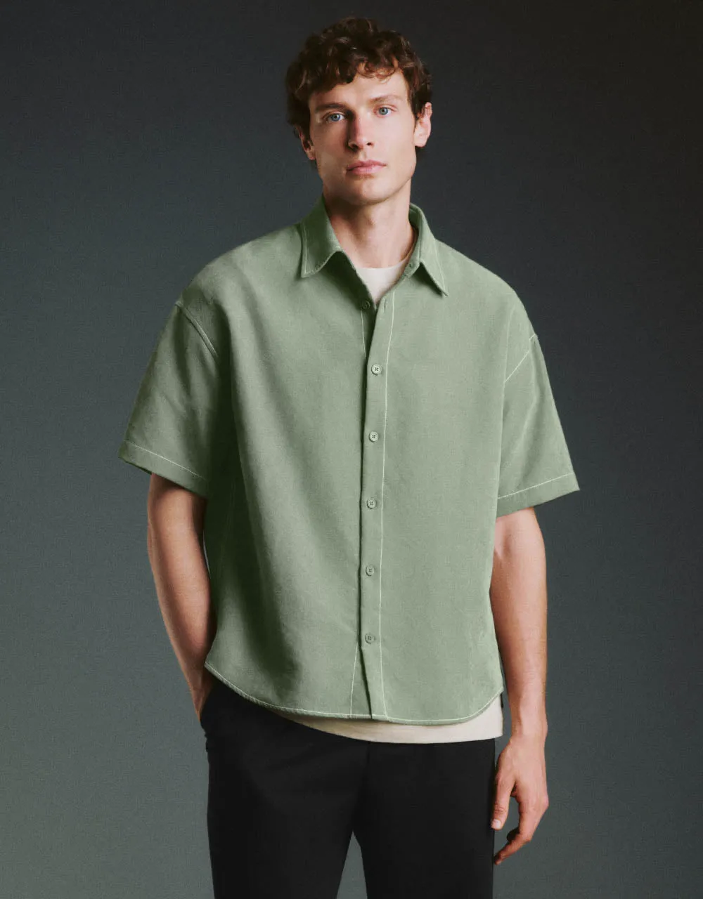 Drop Shoulder Sleeve Loose Shirt sold by Urban Revivo