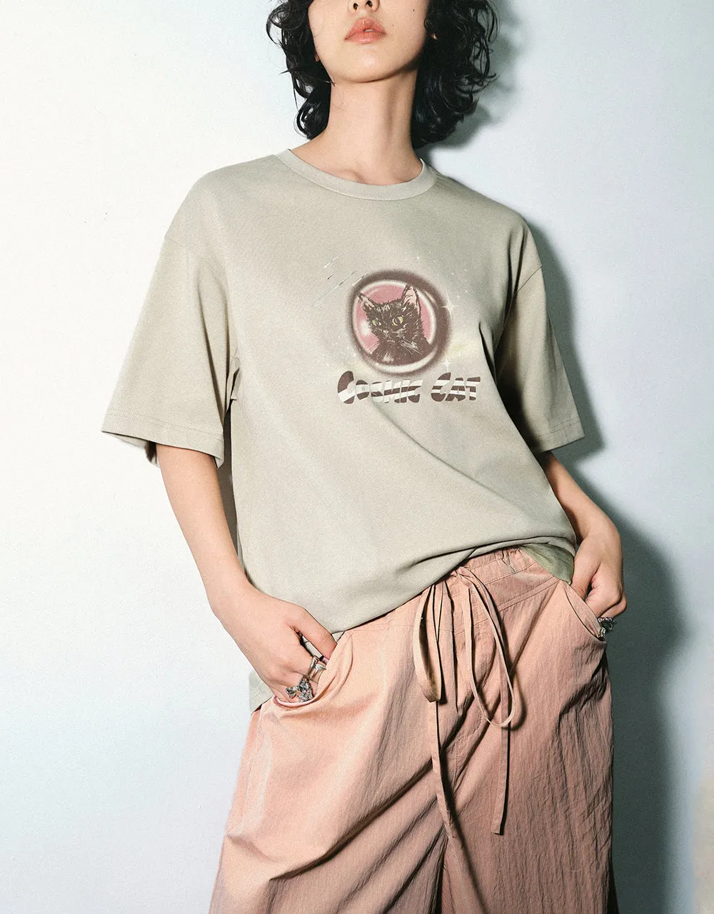 Printed Crew Neck Loose T-Shirt sold by Urban Revivo product image thumbnail 2