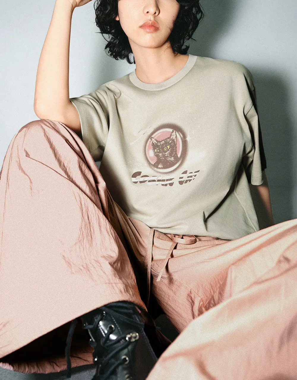 Printed Crew Neck Loose T-Shirt sold by Urban Revivo product image thumbnail 3