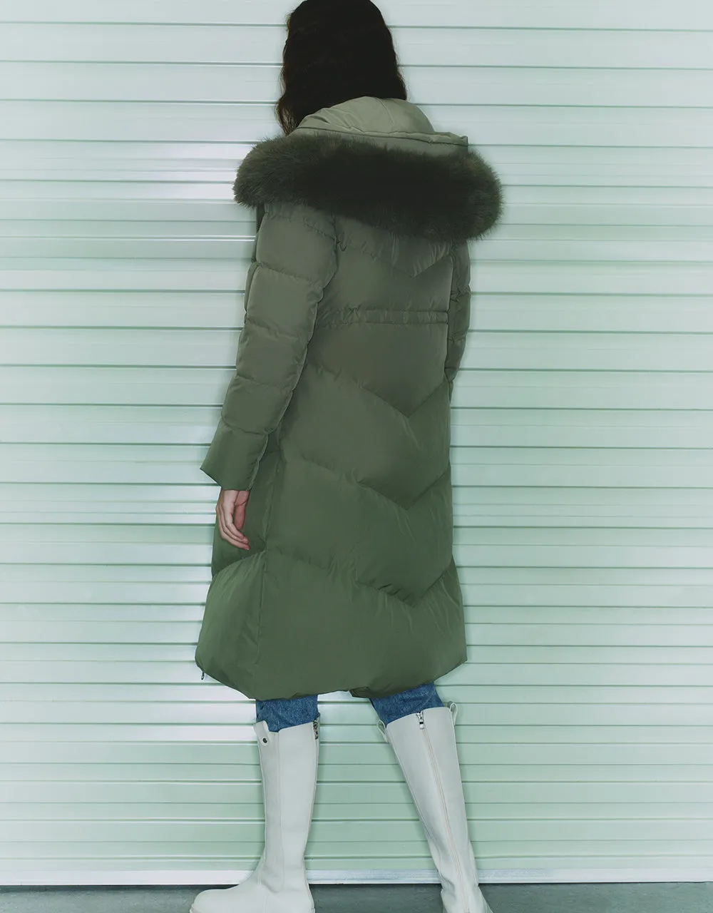 Hooded A-Line Down Jacket With Detachable Furry Collar sold by Urban Revivo product image thumbnail 5