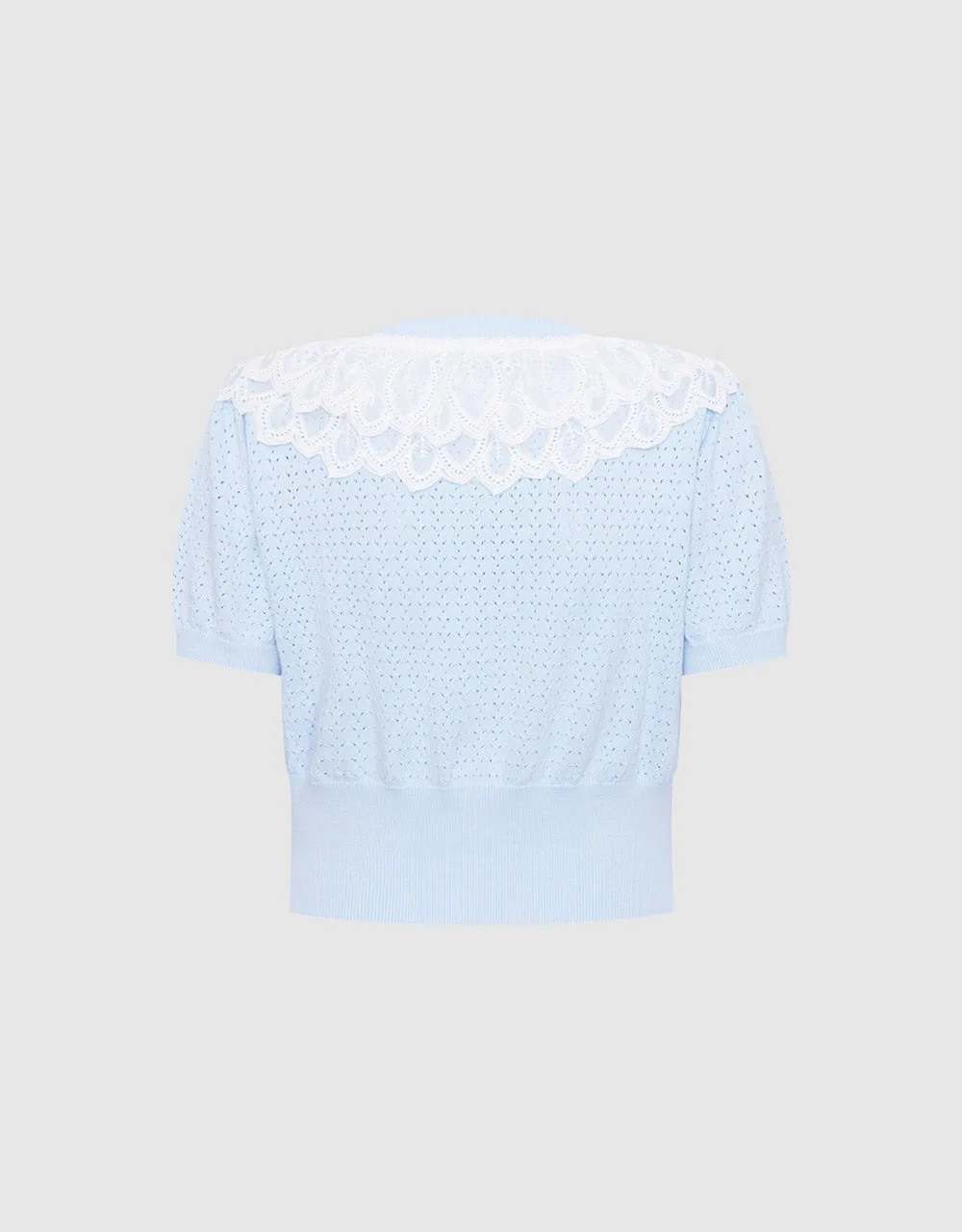 Lace Collar Pointelle Button Up Cardigan sold by Urban Revivo product image thumbnail 4