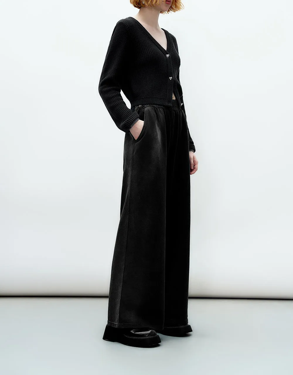 Elastic Waist Knitted Straight Pants sold by Urban Revivo product image thumbnail 4