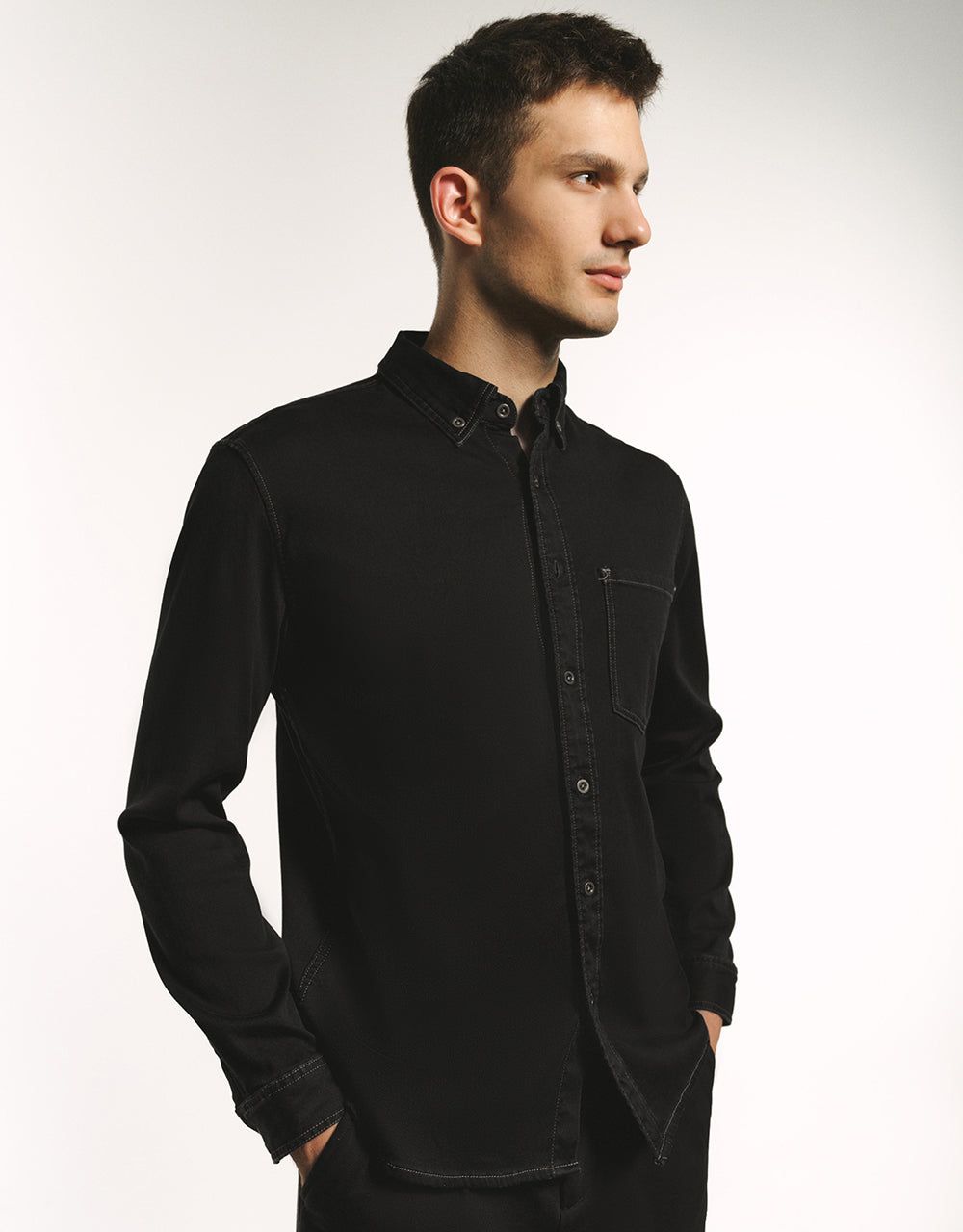 Button Up Denim Shirt sold by Urban Revivo product image thumbnail 2