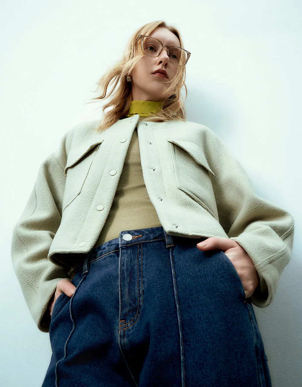 Crew Neck Press Button Straight Jacket sold by Urban Revivo product image thumbnail 2