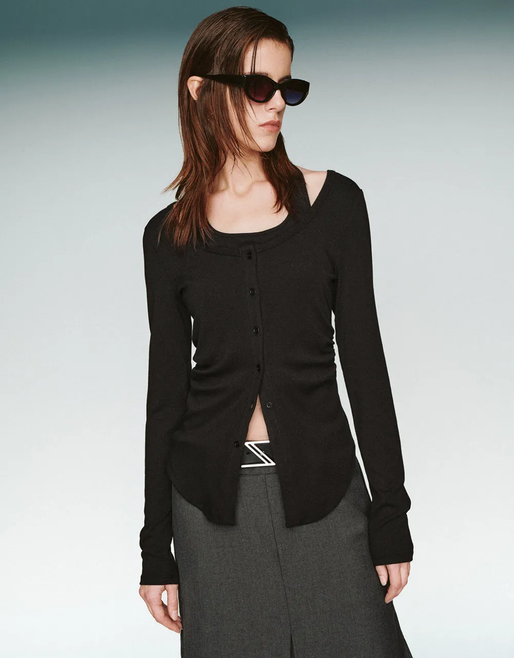 Halter Neck 2 In 1 Knitted Shirt sold by Urban Revivo