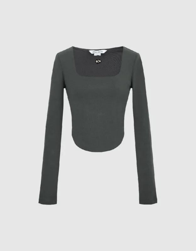 U Neck Skinny Knitted T-Shirt sold by Urban Revivo