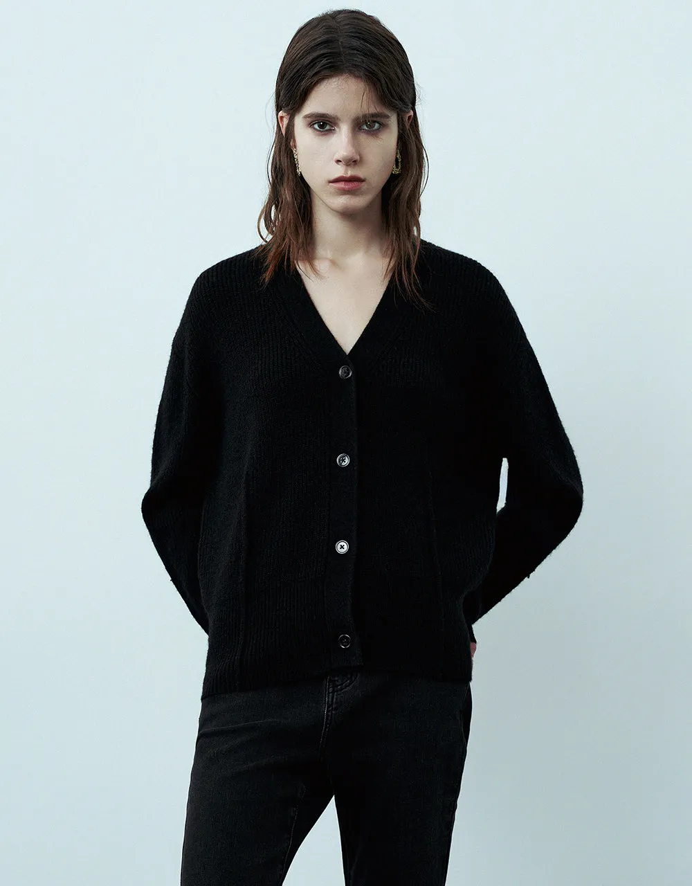 V-Neck Knitted Cardigan sold by Urban Revivo