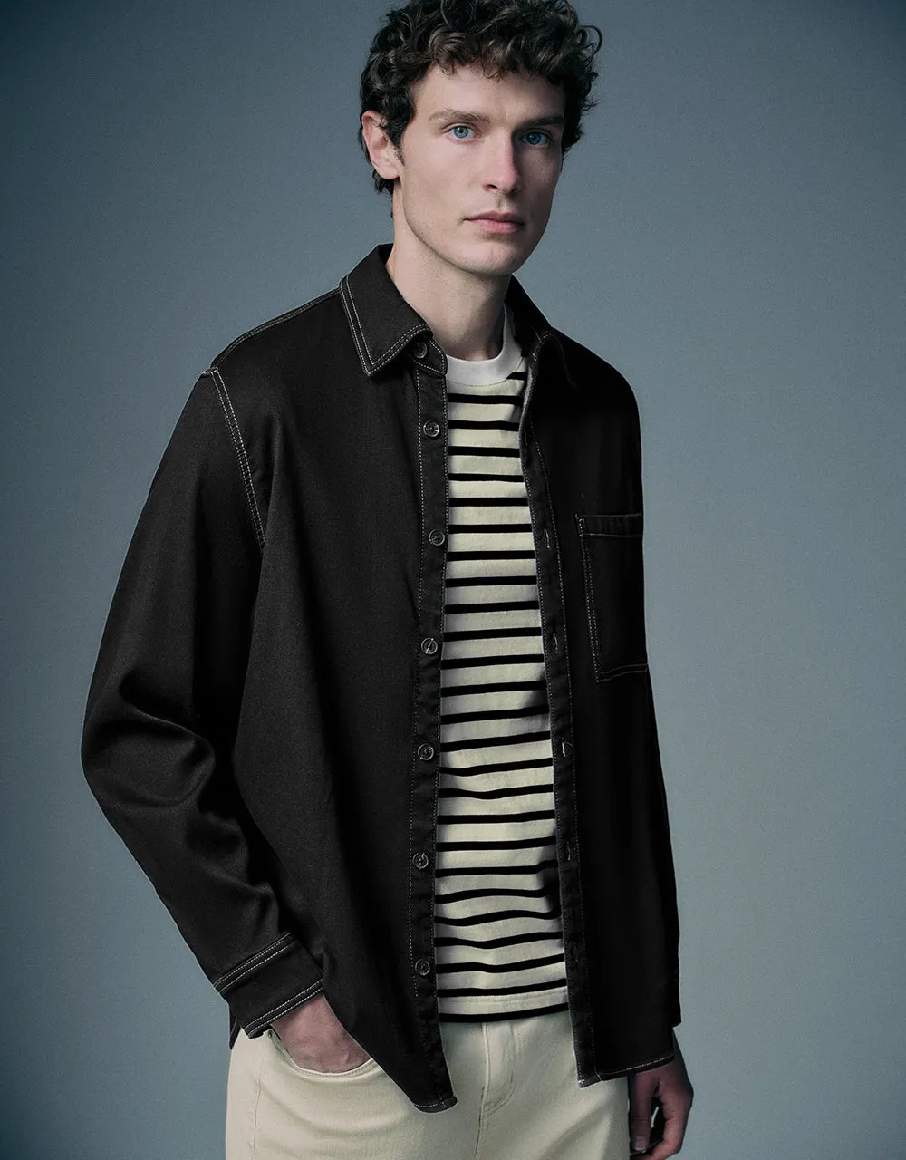 Button Up Denim Shirt sold by Urban Revivo product image thumbnail 3