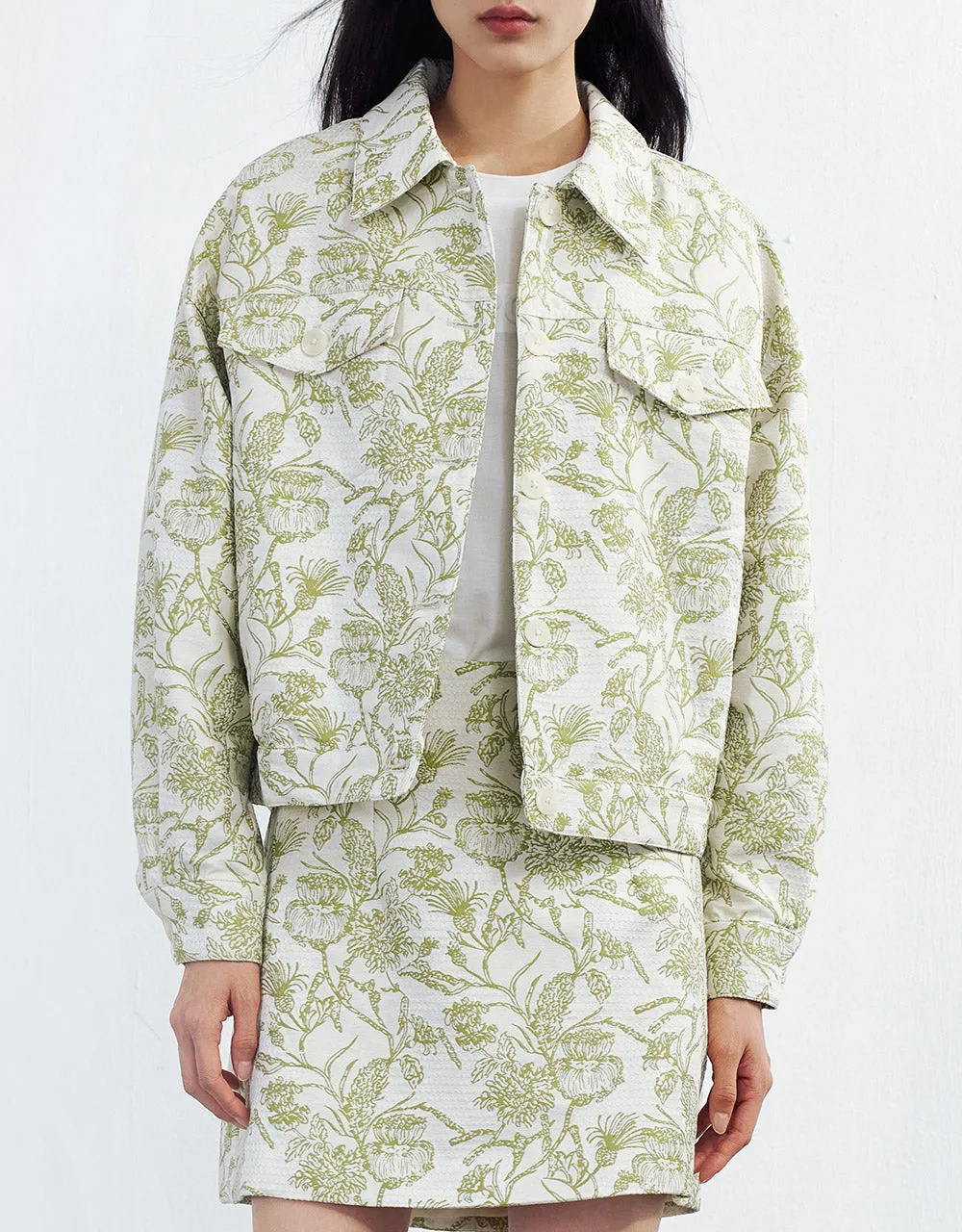 Plant Print Button Up Jacket sold by Urban Revivo product image thumbnail 2