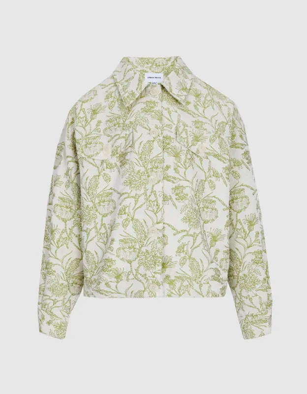 Plant Print Button Up Jacket sold by Urban Revivo