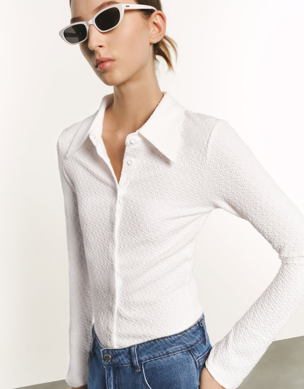 Button Up Straight Lapel Shirt sold by Urban Revivo product image thumbnail 3