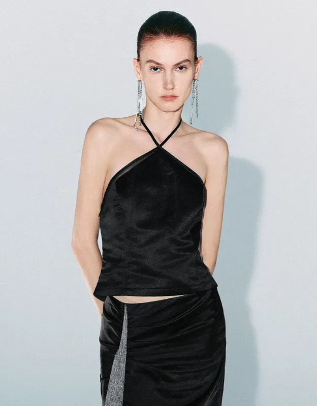 Criss Cross Neck Skinny Top sold by Urban Revivo