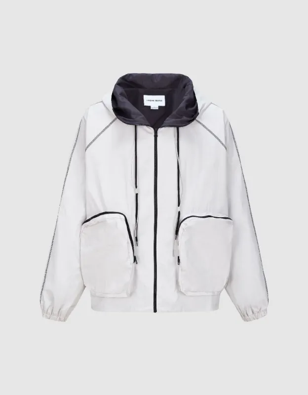 Zipper Front Hooded Jacket sold by Urban Revivo